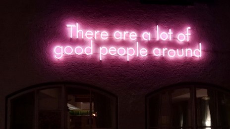 there are a lot of good people around neon seehof goldegg fasade 